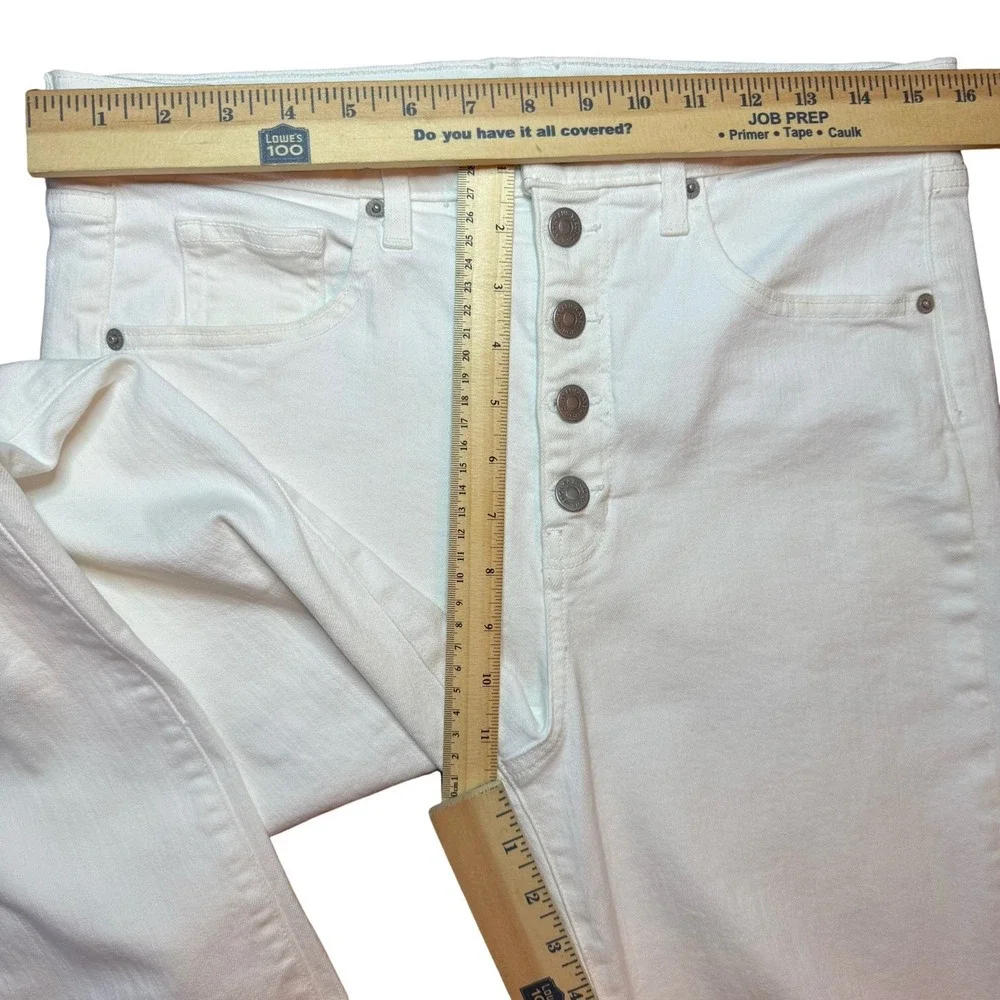 Veronica Beard Jeans Ryleigh Slim Straight High Rise White Button Fly Womens 32